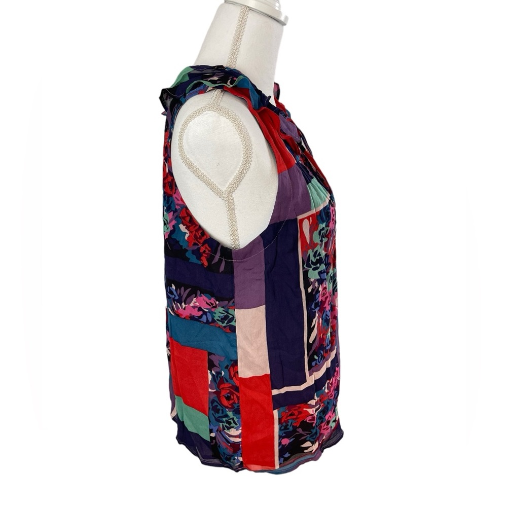Maeve by Anthropologie sleeveless multicolor floral ruffle collar top - Picture 7 of 12